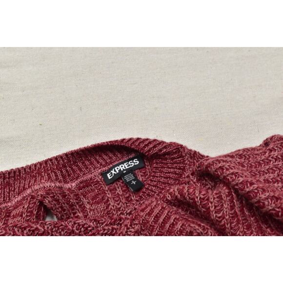 Express Women's Size XS Split Hem Crewneck Pullover Sweater Maroon Red - Picture 8 of 8